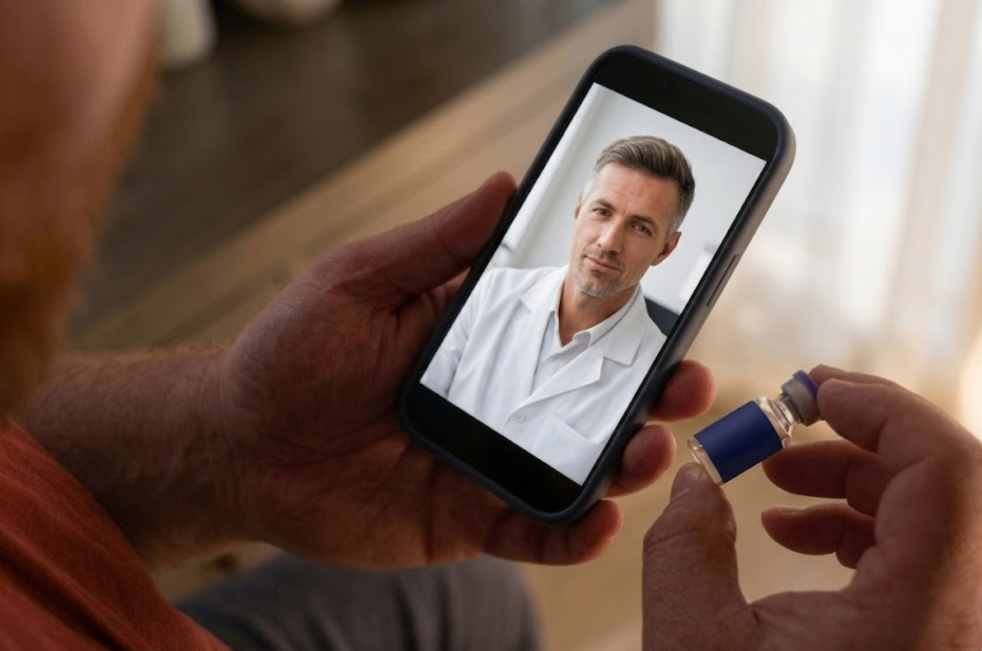 Patient on a video call with a Velora provider
