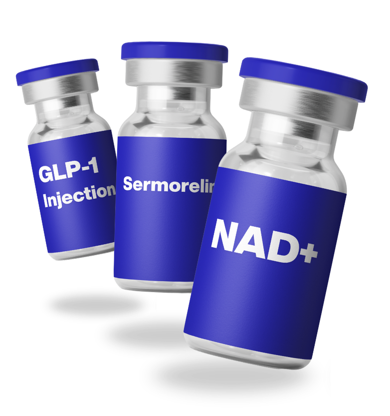 Peptide vials including GLP-1, Sermorelin, NAD+
